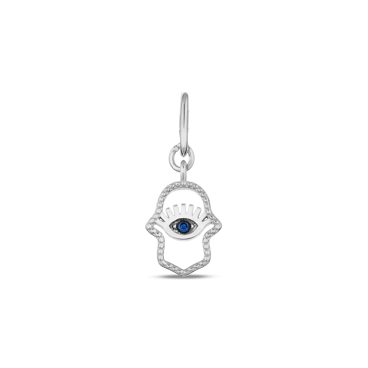 14K Gold Hamsa Evil Eye Charm, Protection Symbol Pendant, Blue Eye Hand of Fatima, Spiritual Talisman Charm, Gift for Her
