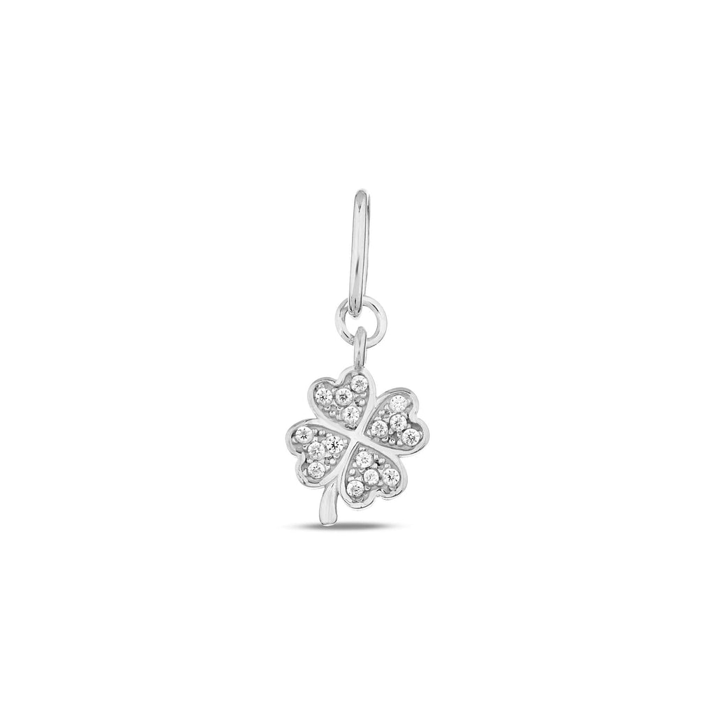 14K Solid Gold Clover Pendant with Lab Diamonds, Four Leaf Clover Necklace, Lucky Charm Jewelry, Gift for Her