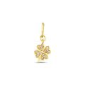 14K Solid Gold Clover Pendant with Lab Diamonds, Four Leaf Clover Necklace, Lucky Charm Jewelry, Gift for Her