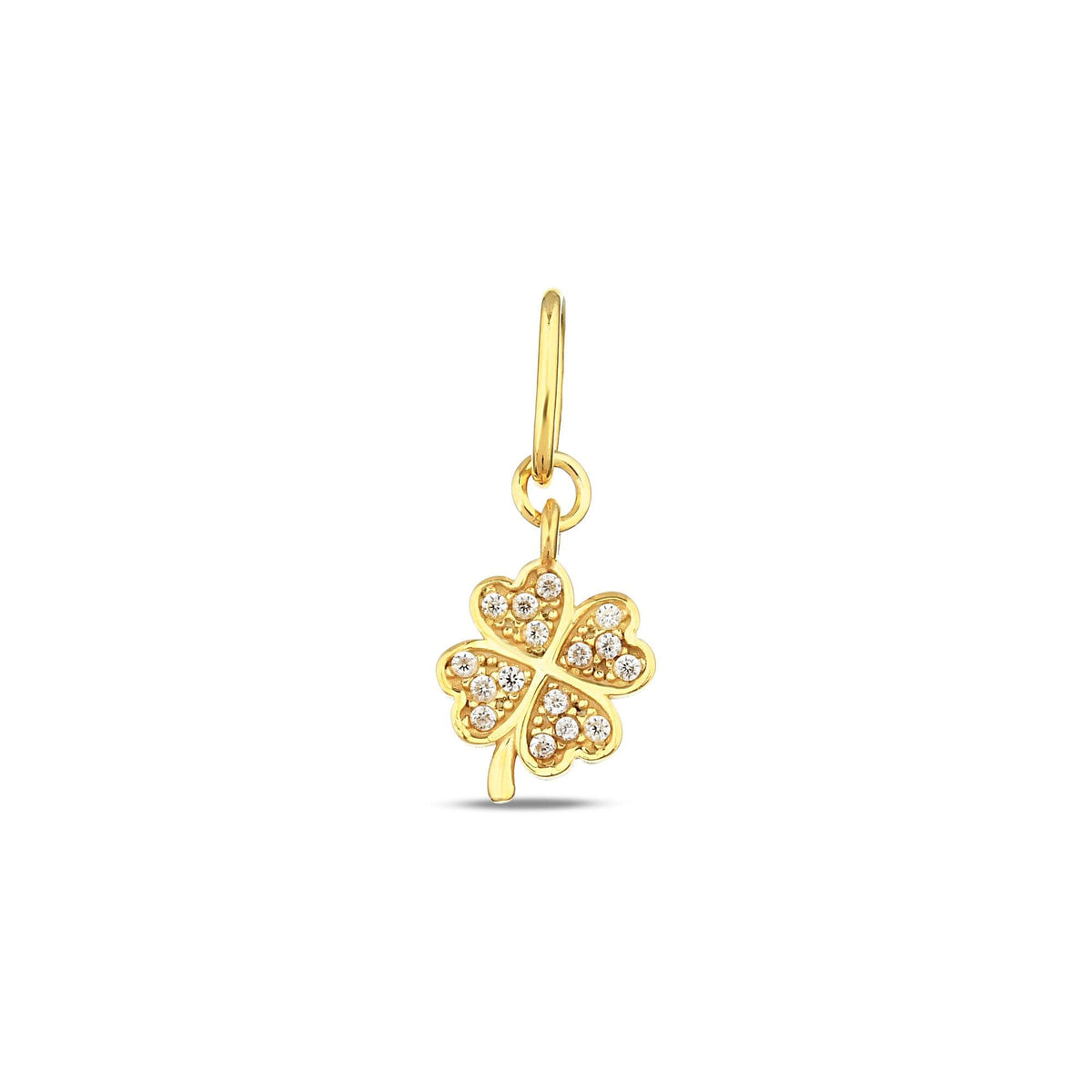 14K Solid Gold Clover Pendant with Lab Diamonds, Four Leaf Clover Necklace, Lucky Charm Jewelry, Gift for Her