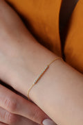 14K Gold Lab Diamond Bar Bracelet, Pave Sparkle Chain Bracelet, Delicate Everyday Bracelet, Minimalist Fine Jewelry