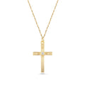 14K Gold Diamond Cross Necklace, Solitaire Center Stone Cross Pendant, Classic Faith Charm, Gift for Her