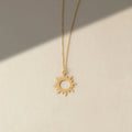 14K Gold Sun Necklace, Open Sunburst Pendant, Boho Celestial Charm, Everyday Gift for Her