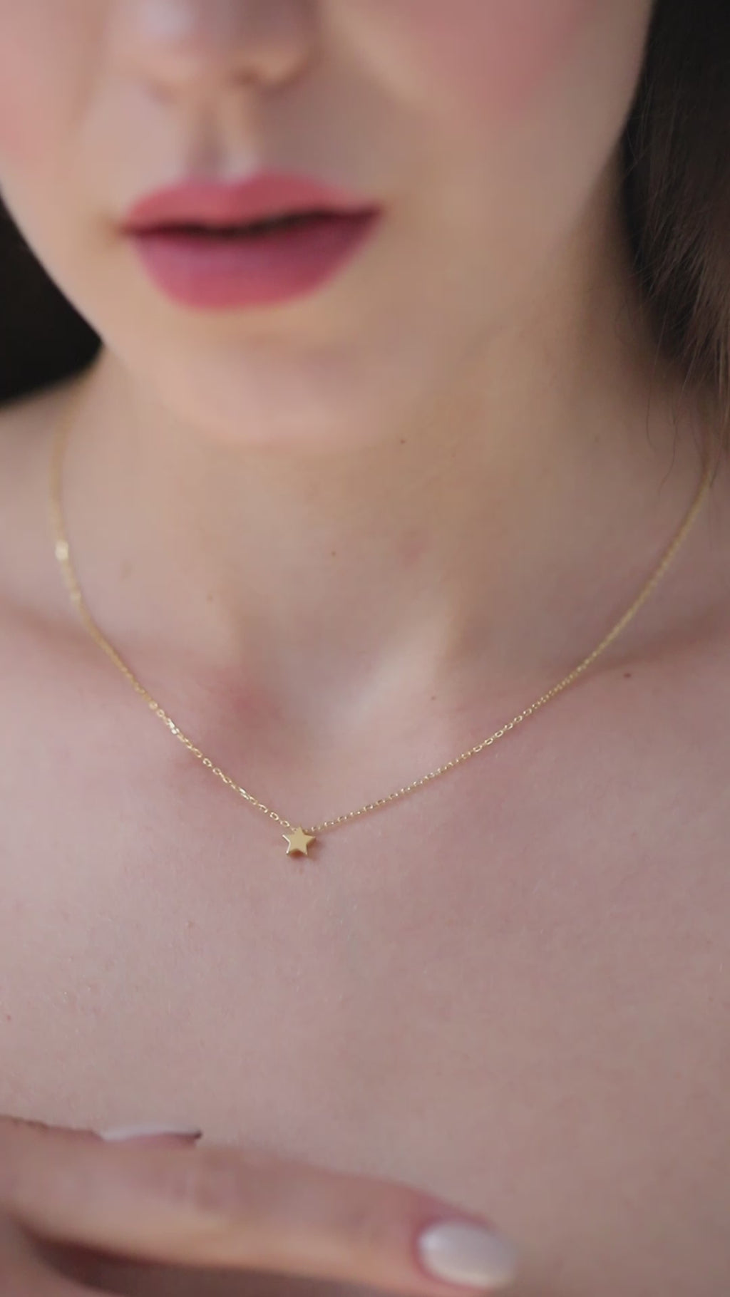 14K Gold Star Necklace, Solid Gold Puffy Star Pendant, Minimalist Star Charm, Gift for Her