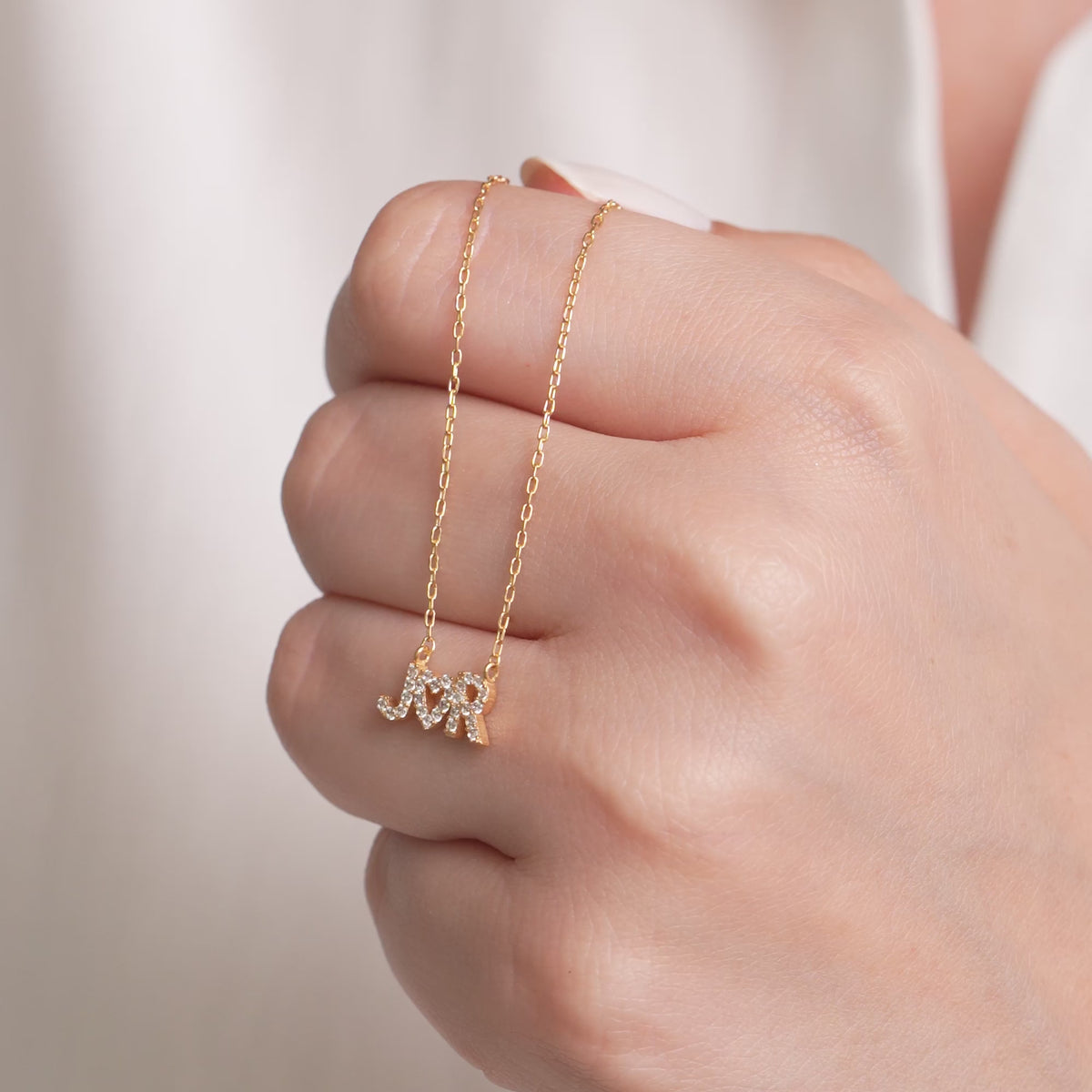 14K Gold Custom Initial Necklace, Lab Diamond Letter Heart Pendant, Personalized Couple Necklace, Gift for Her