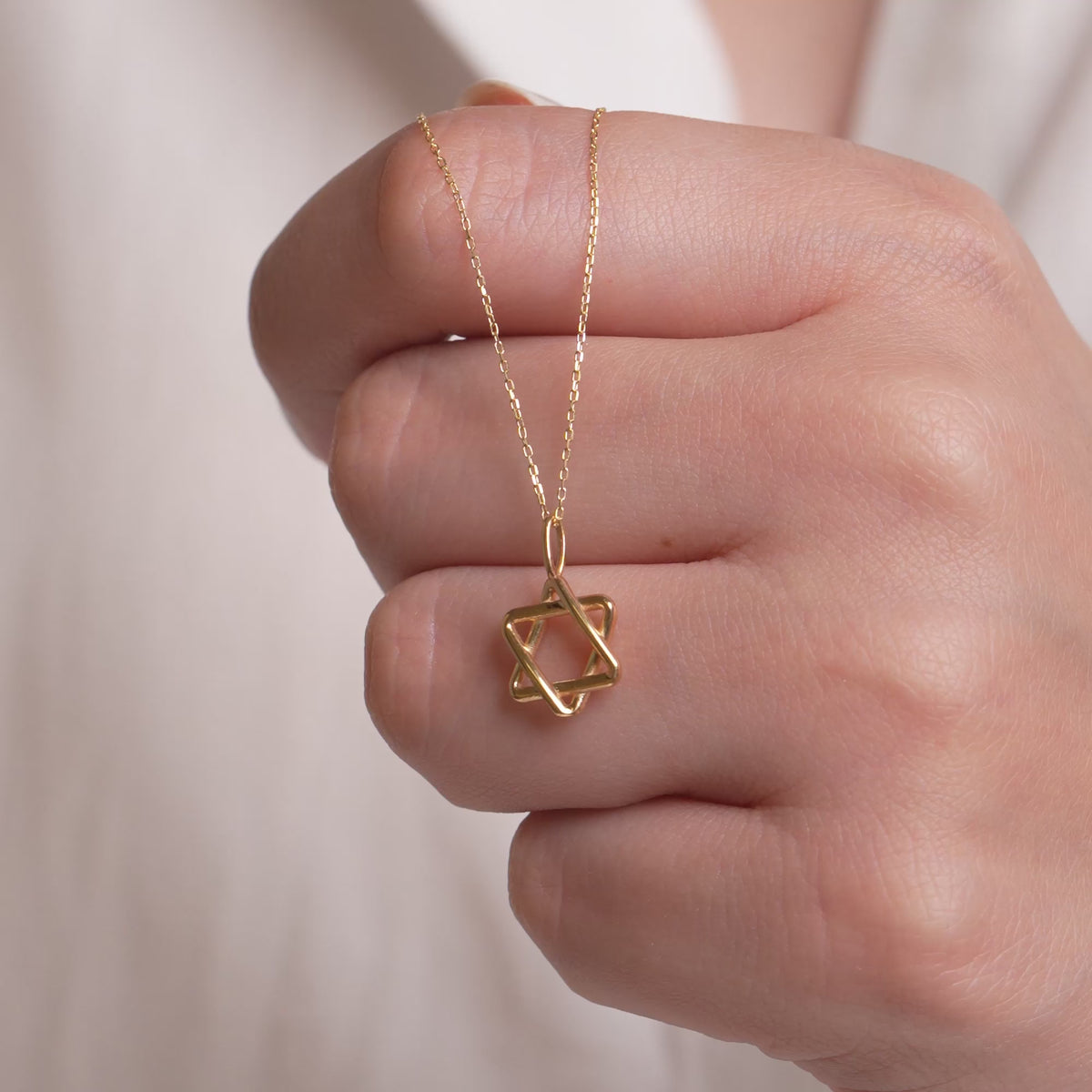14K Gold Wire Star of David Charm, Delicate Jewish Star Pendant, Minimalist Faith Charm, Dainty Jewish Jewelry, Gift for Her