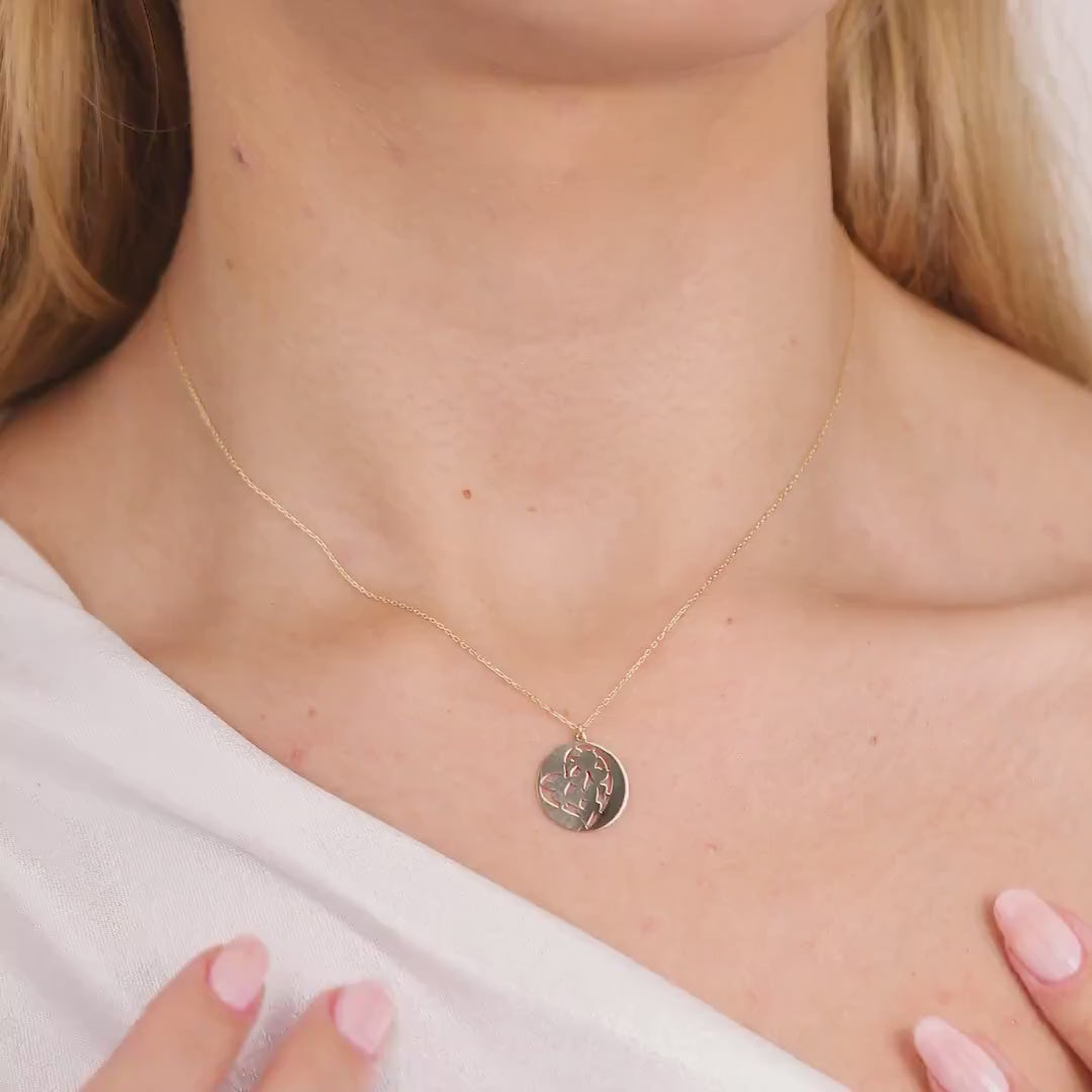 14K Gold Heart Coin Necklace, Cut Out Heart Medallion Pendant, Dainty Round Disc, Everyday Layering Necklace, Gift for Her