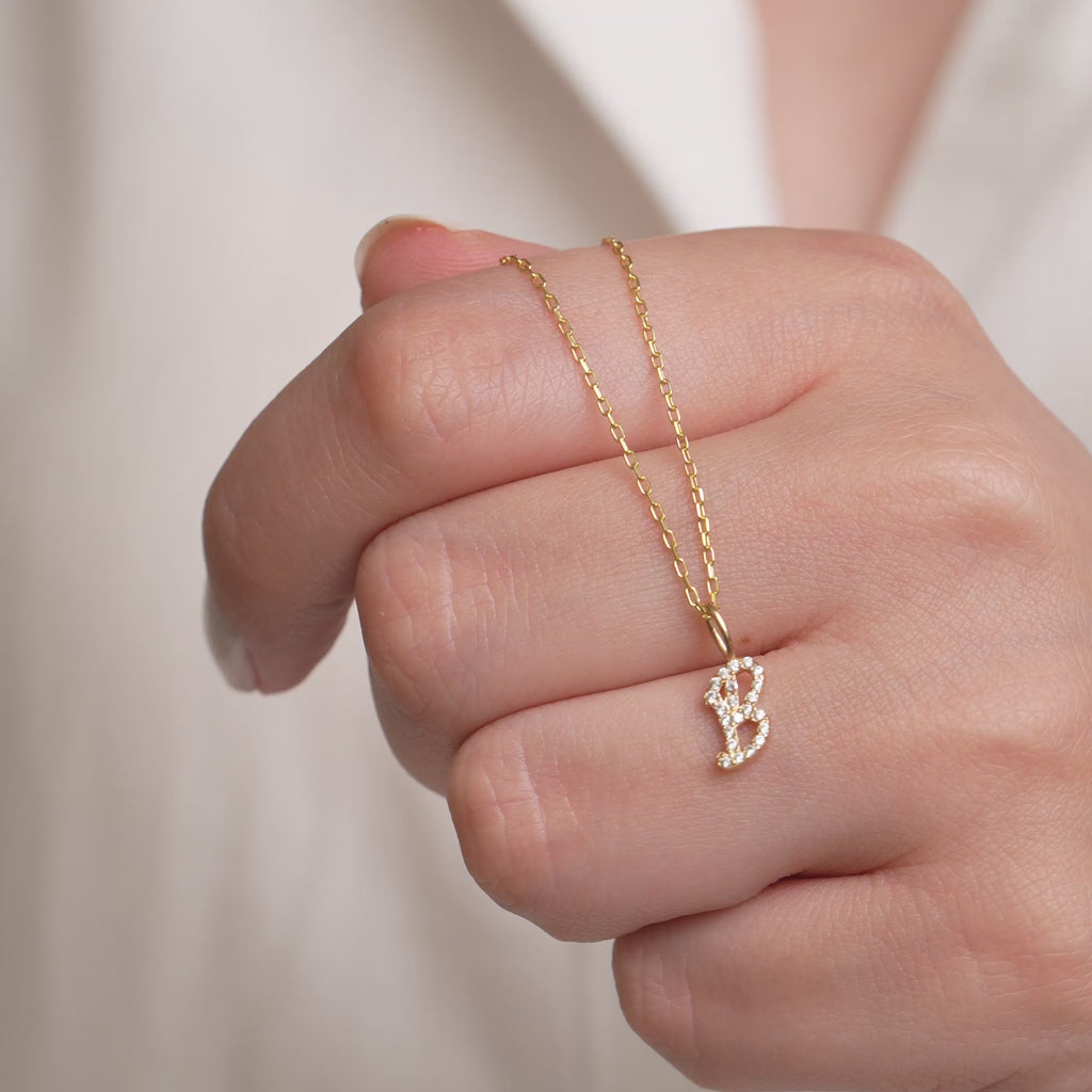 14K Gold Lab Diamond Letter Charm, Pave Initial Pendant, Personalized Alphabet Charm A-Z, Custom Letter Jewelry, Gift for Her