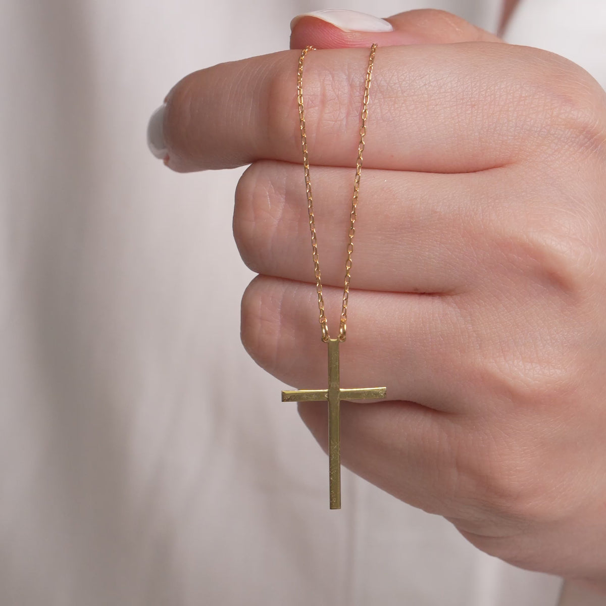 14K Gold Plain Cross Necklace, Solid Gold Cross Pendant, Simple Faith Jewelry, Unisex Gift for Him Her