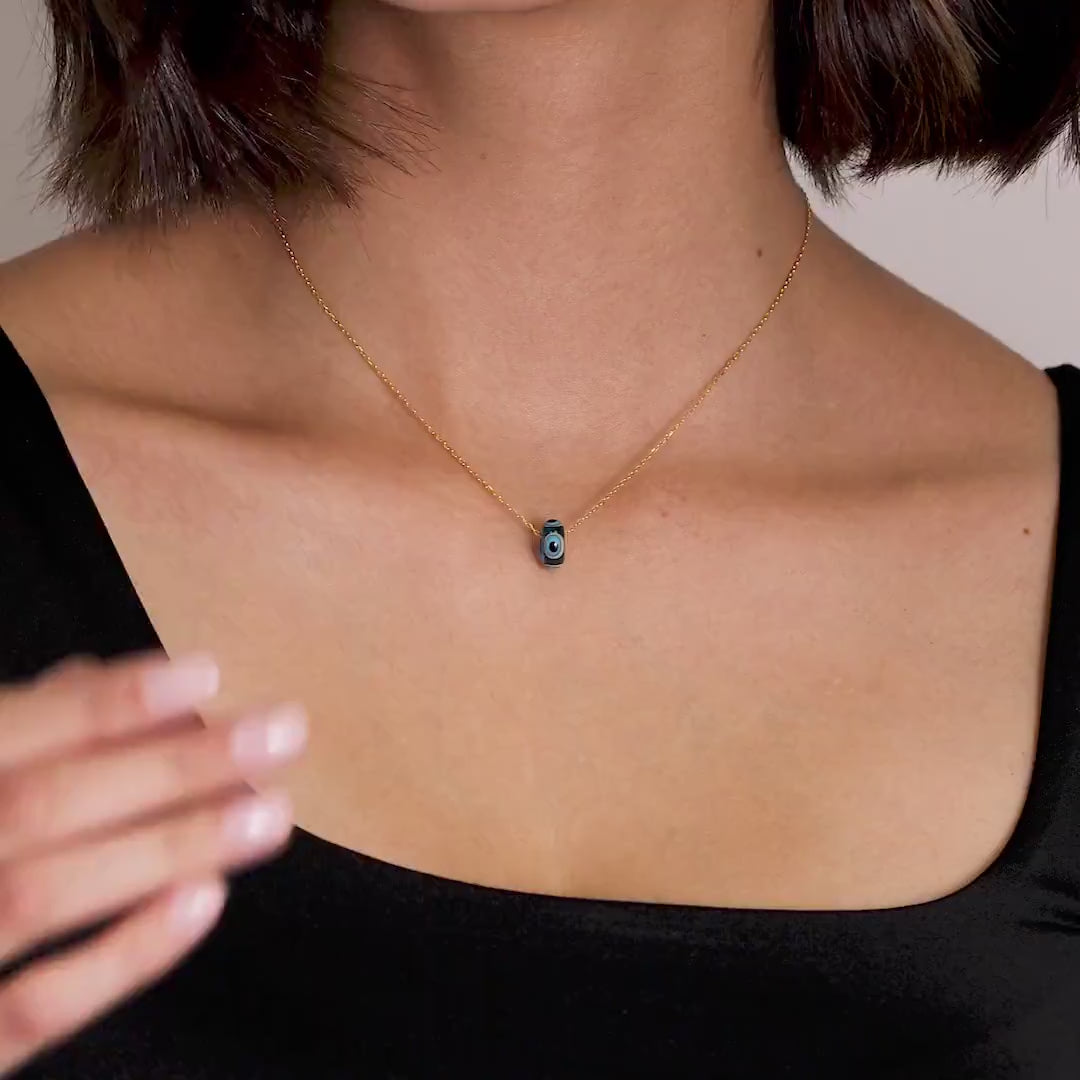 18K Gold Vermeil Evil Eye Necklace – Protection Amulet