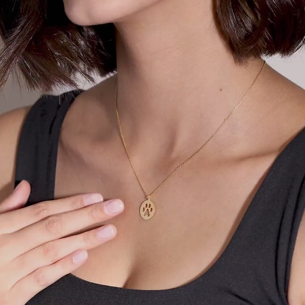 18K Gold Vermeil Paw Print Necklace | Animal Lover Jewelry