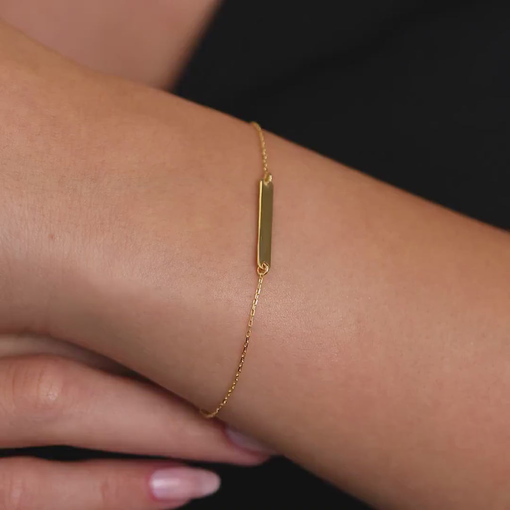 18K Vermeil Gold Bar Bracelet | Delicate Cable Chain