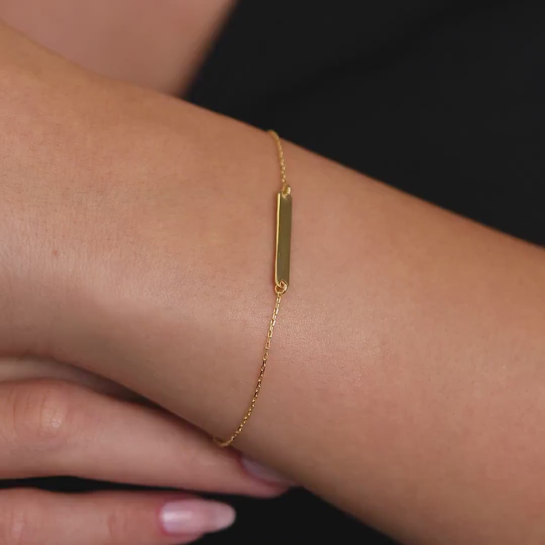 18K Vermeil Gold Bar Bracelet | Delicate Cable Chain