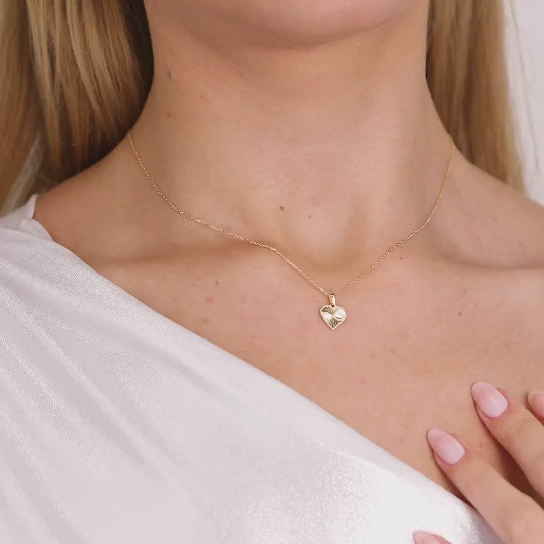 14K Gold Infinity Heart Necklace, Diamond Cut Heart Pendant, Eternal Love Charm, Symbolic Jewelry, Gift for Her