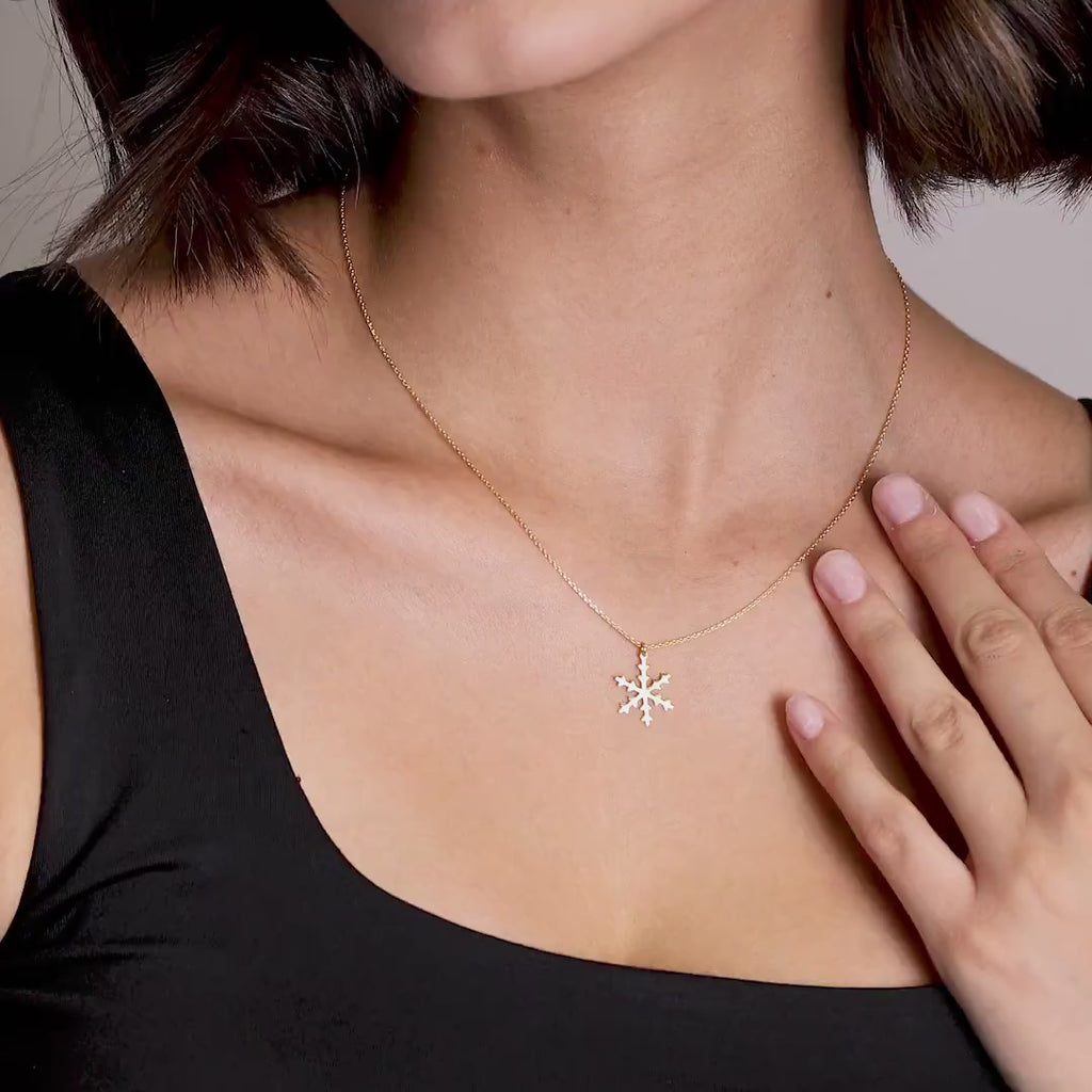 18K Gold Vermeil Snowflake Pendant Necklace | Delicate Winter Jewelry