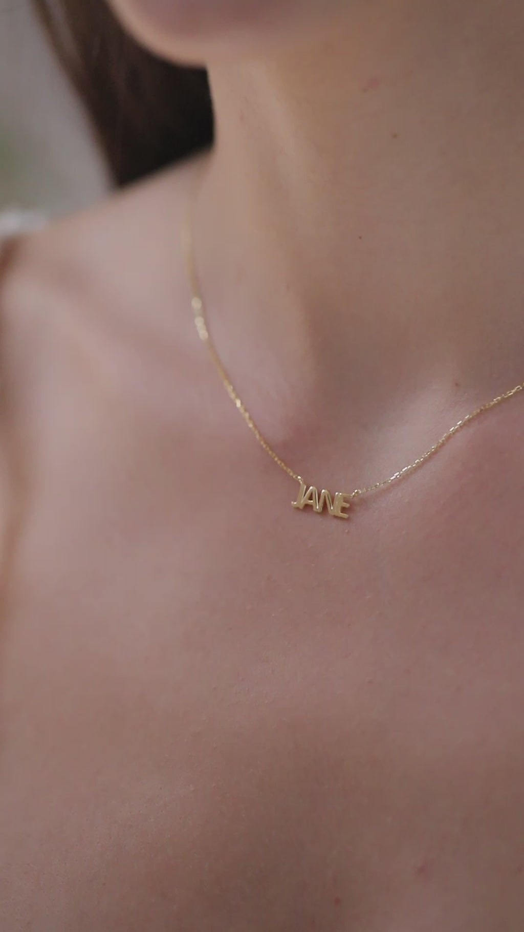 14K Gold Custom Name Necklace, Solid Block Letter Nameplate, Personalized Bold Name Charm, Gift for Her