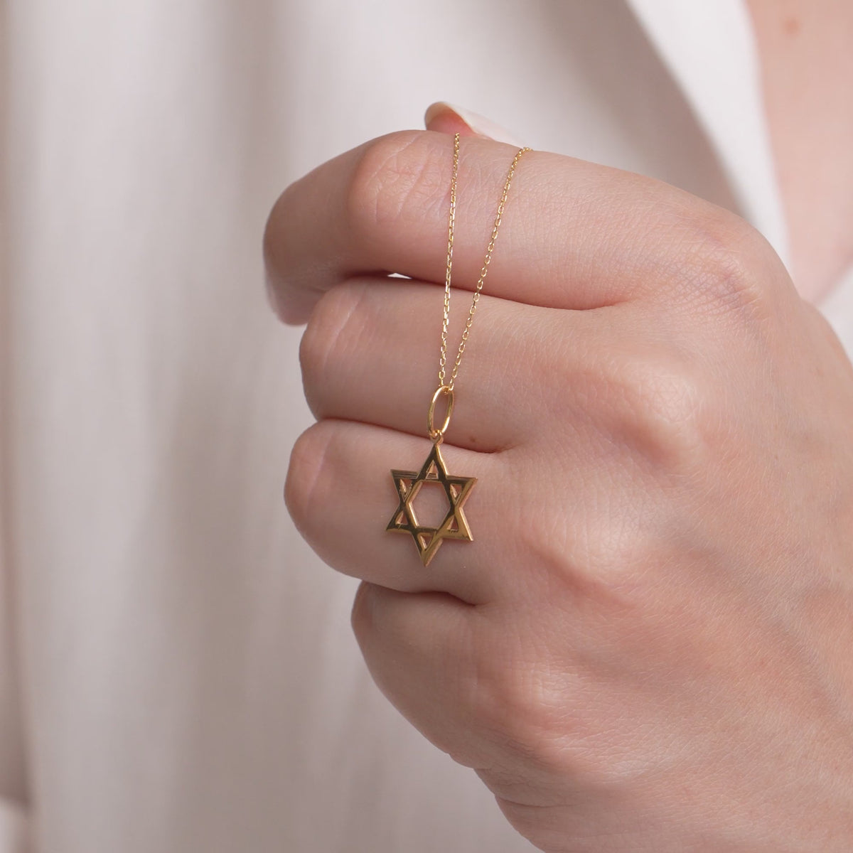 14K Solid Gold Star of David Charm, Jewish Star Pendant, Classic Faith Charm, Timeless Jewish Jewelry, Gift for Her
