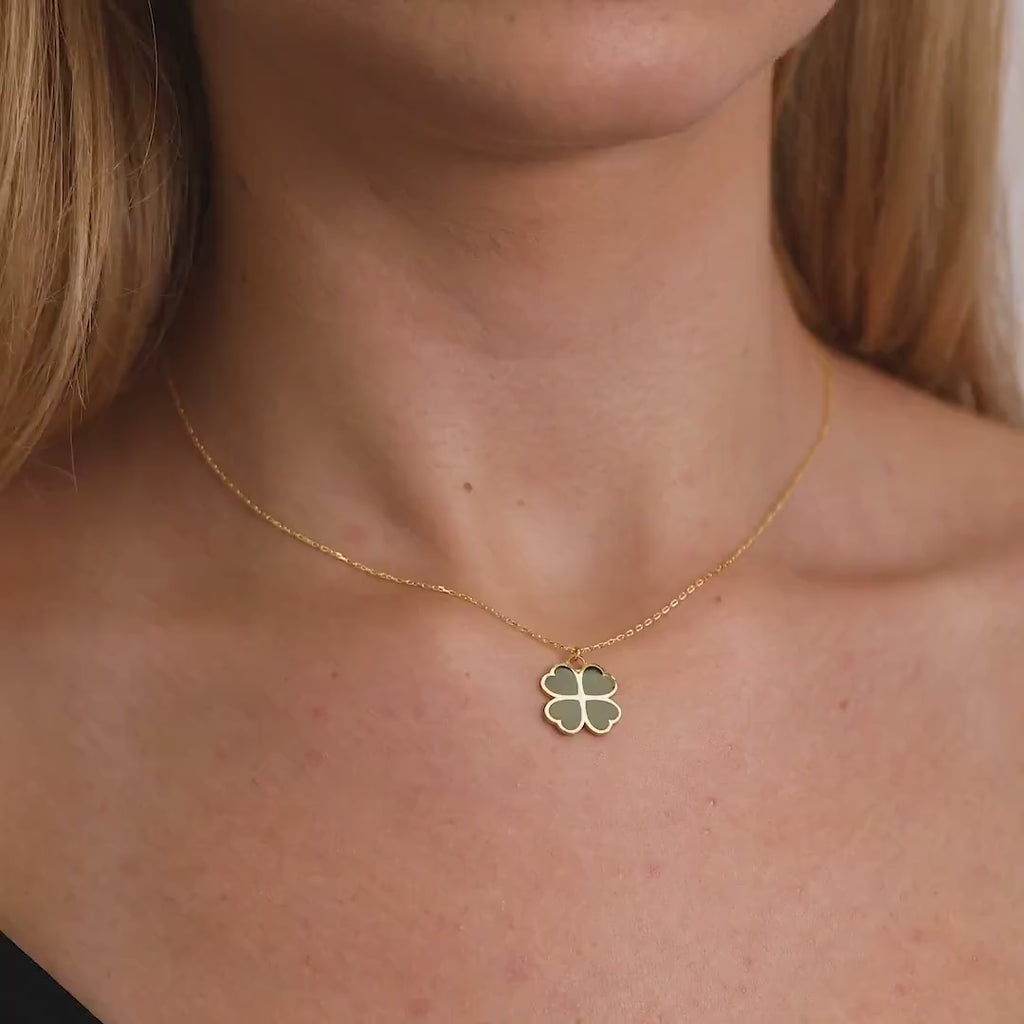 18K Vermeil Clover Necklace | Lucky Four Leaf Pendant
