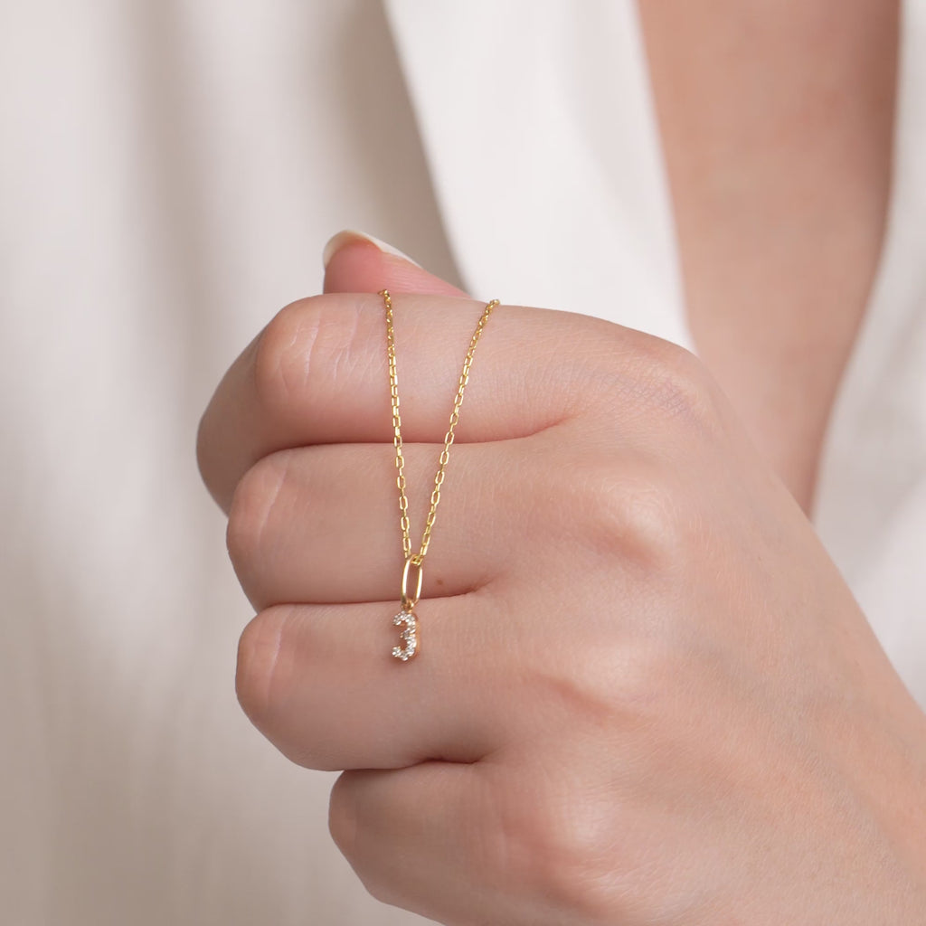 14K Gold Lab Diamond Number Charm, Pave Digit Pendant, Personalized Number Charm 0-9, Custom Numeral Jewelry, Gift for Her