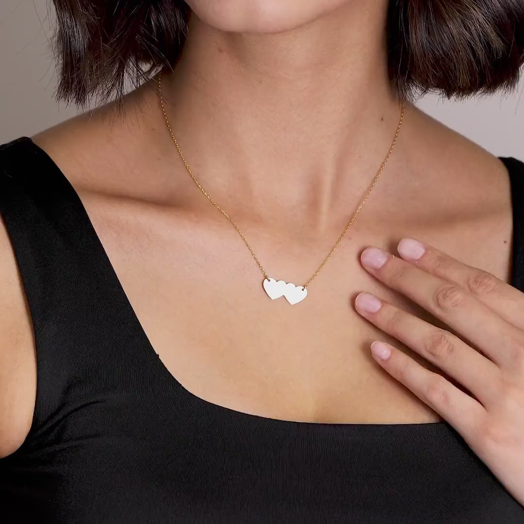 18K Gold Vermeil Double Heart Necklace | Elegant Romantic Jewelry