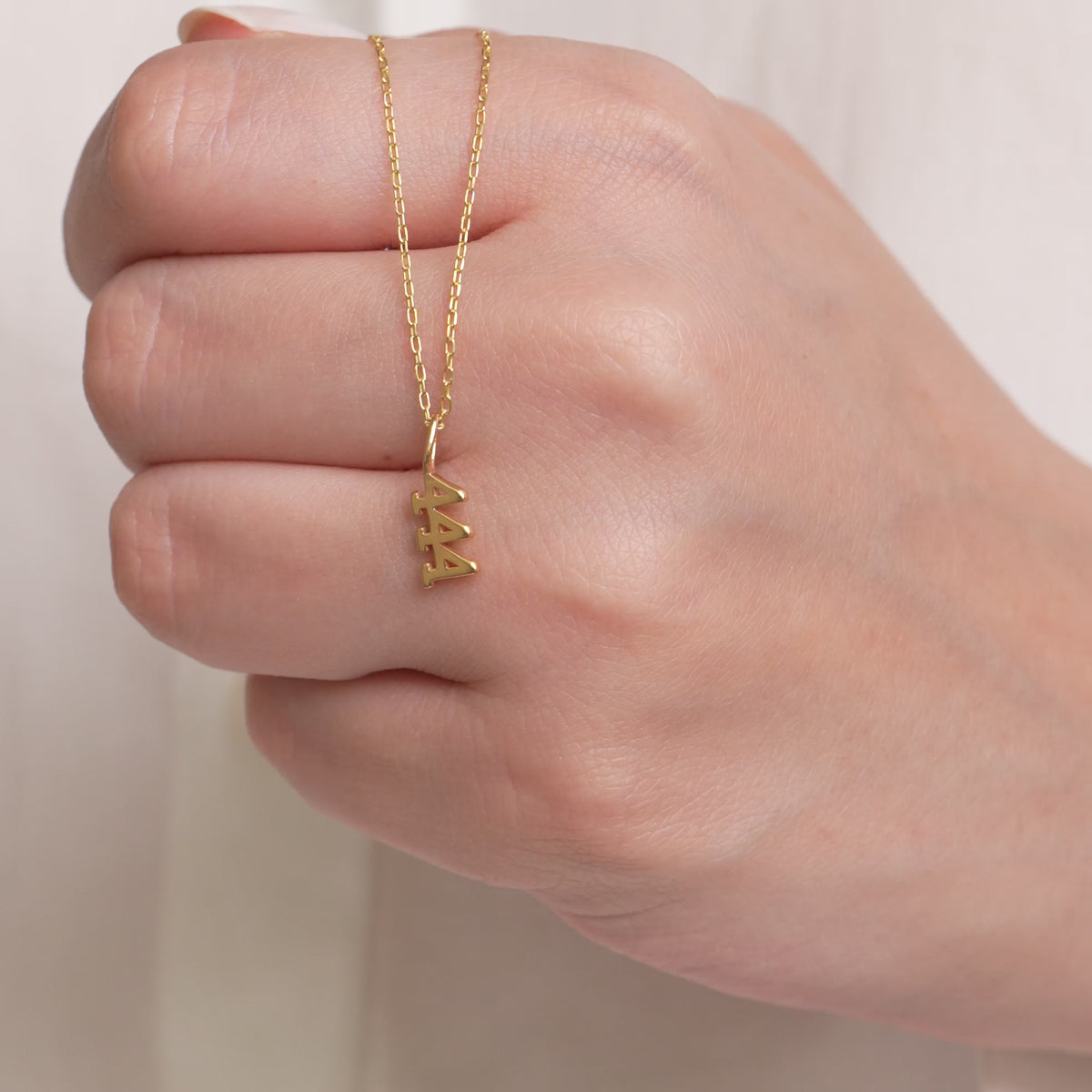 14K Gold 444 Angel Number Charm, Numerology Pendant, Spiritual Manifestation Jewelry, Geometric Number Charm, Gift for Her