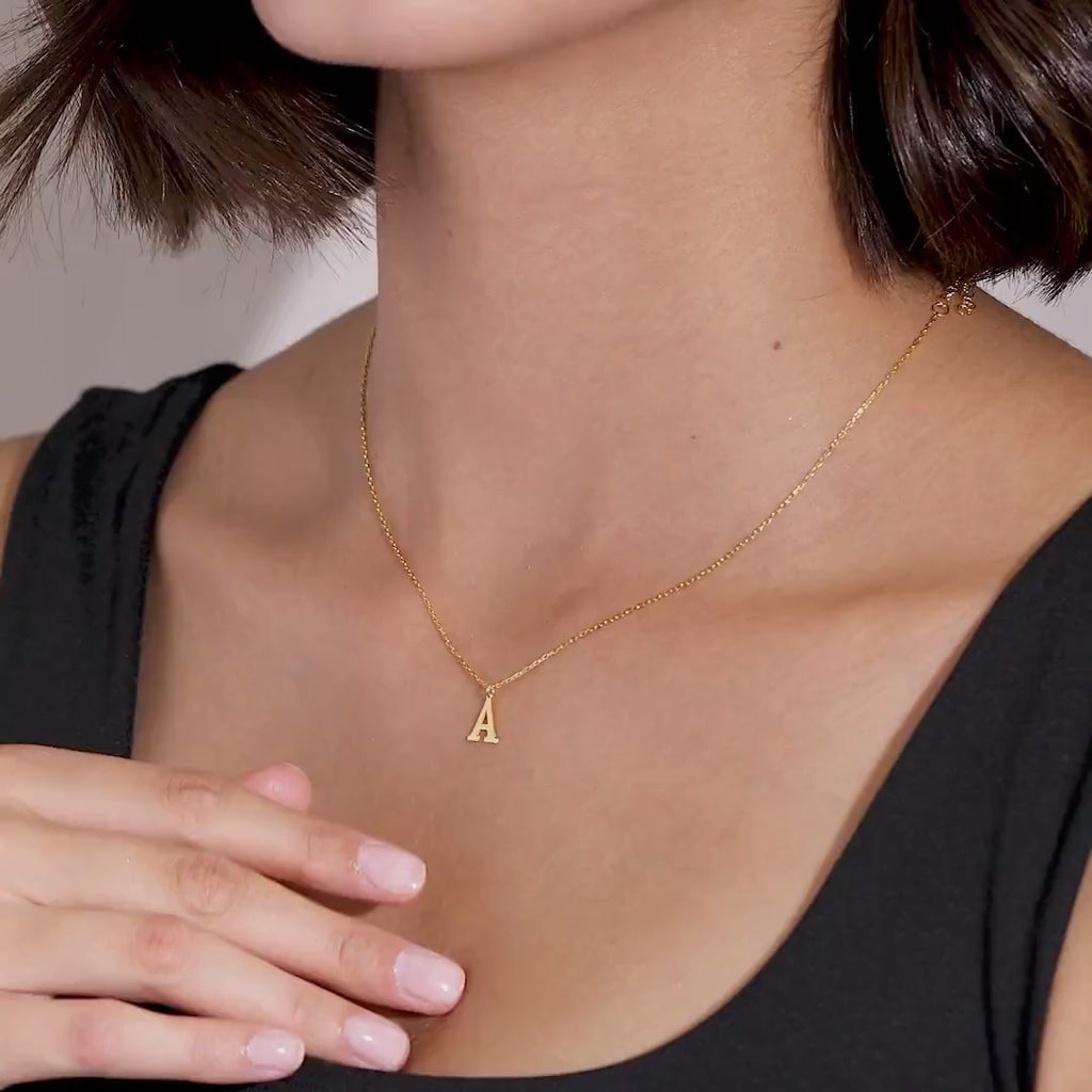 18K Gold Vermeil Gothic Initial Necklace | Personalized Letter Charm