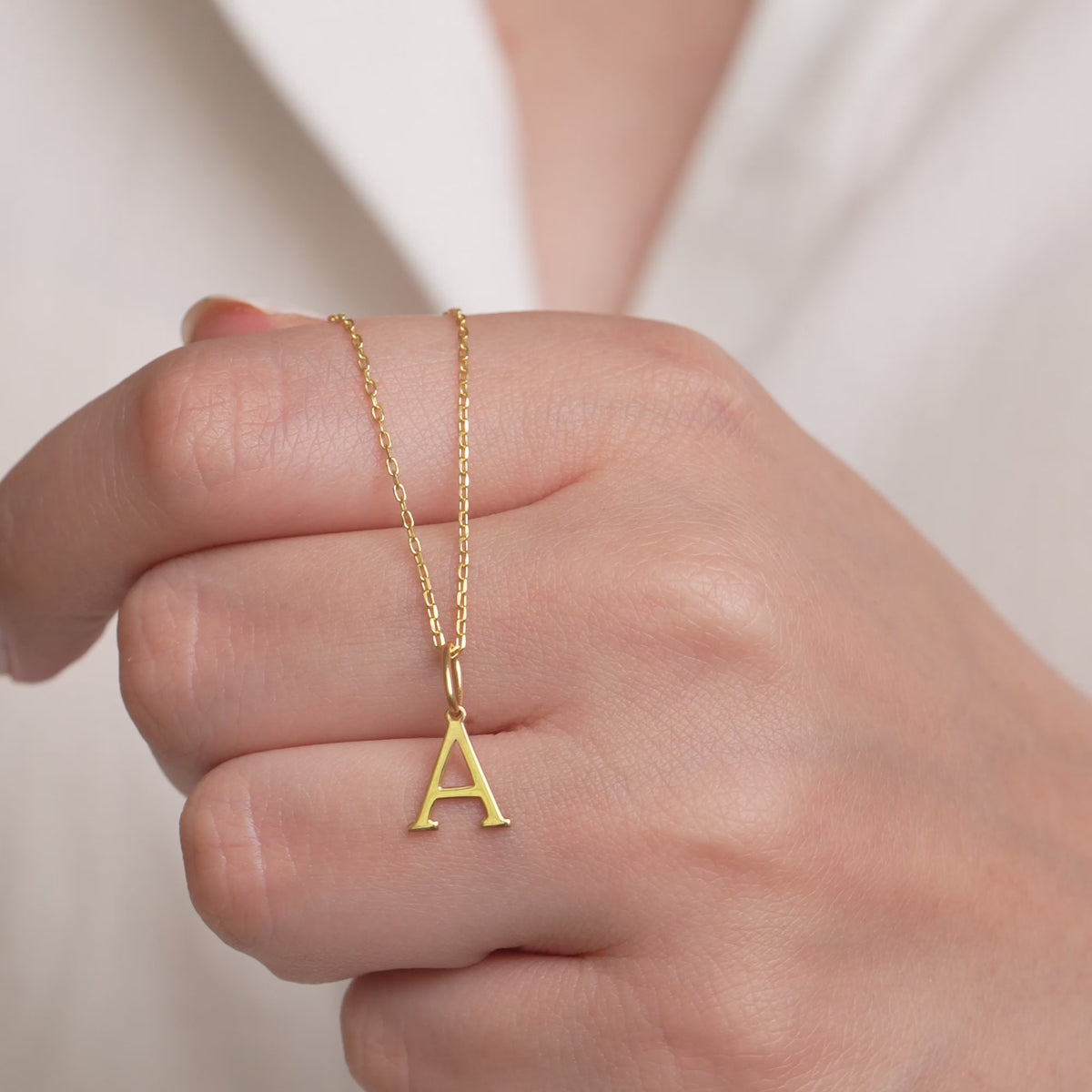 14K Solid Gold Letter Charm, Block Initial Pendant, Personalized Alphabet Charm A-Z, Classic Letter Jewelry, Gift for Her