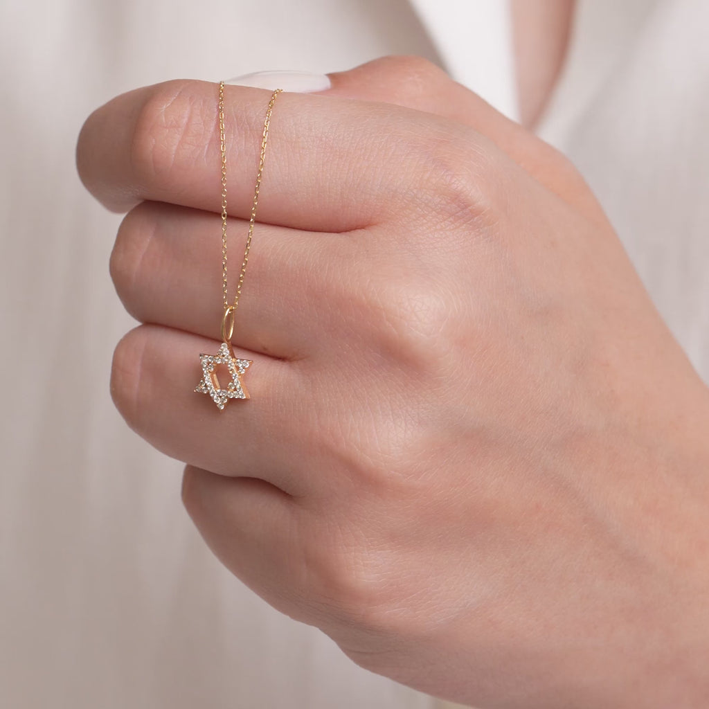 14K Gold Pave Star of David Charm, Sparkling Jewish Star Pendant, Lab Diamond Faith Charm, Bat Mitzvah Gift, Gift for Her