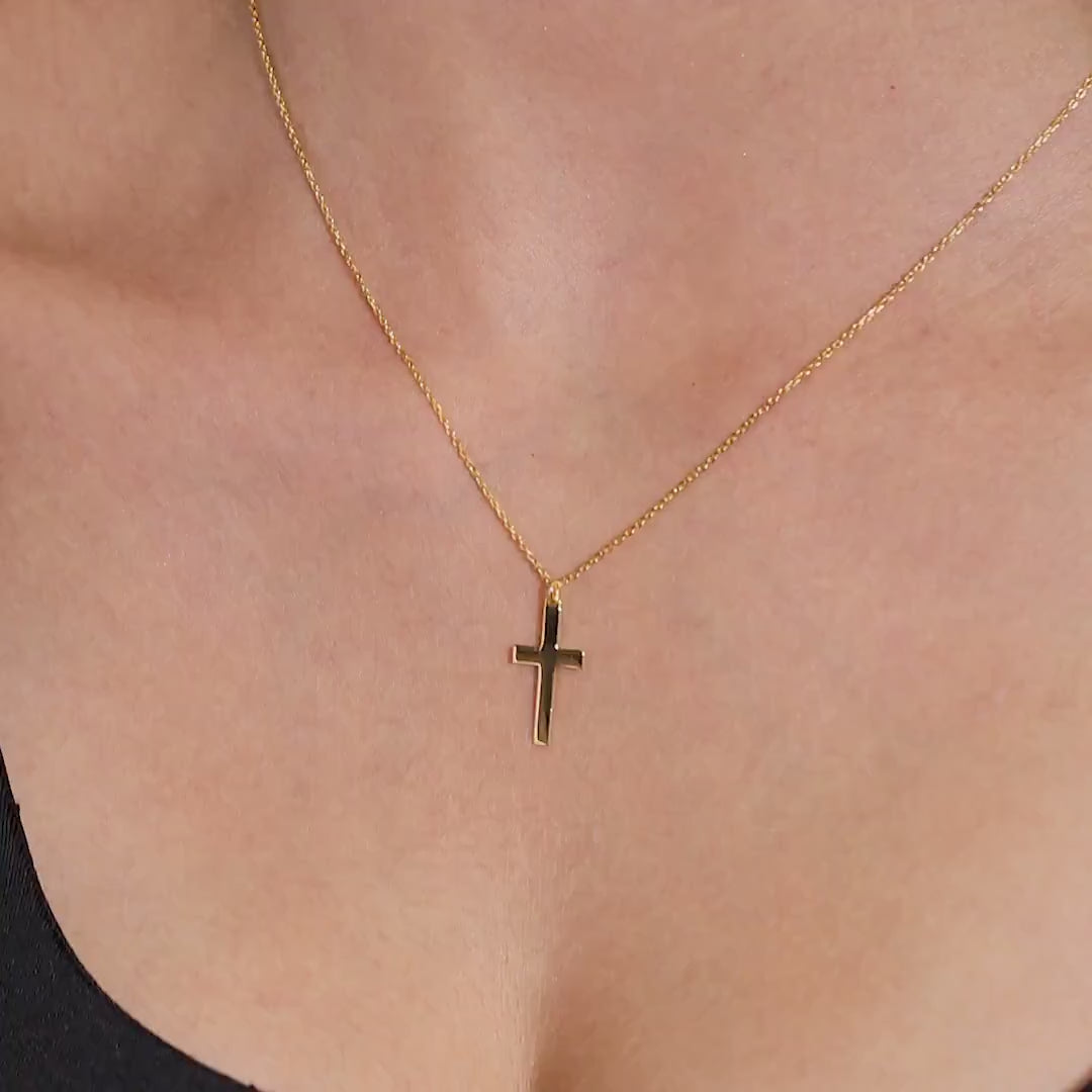 18K Gold Vermeil Cross Necklace | Minimalist Religious Jewelry